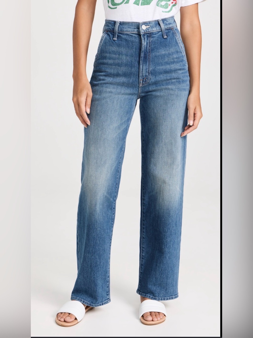 MOTHER High-Rise Spinner Prep Skimp Wide-Leg Jeans in Flashback 26 - Picture 3 of 11